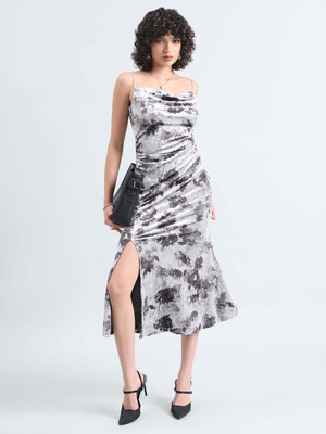 SHOWOFFFF Women Sheath Grey Midi/Calf Length Dress