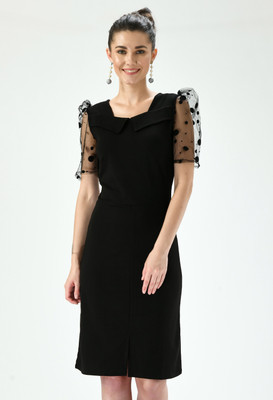 IUGA Women Bodycon Black Knee Length Dress