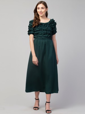 E&A Enterprises Women A-line Green Dress