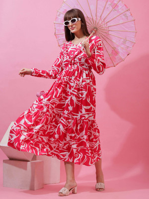 Sheetal Associates Women Fit and Flare Pink Midi/Calf Length Dress