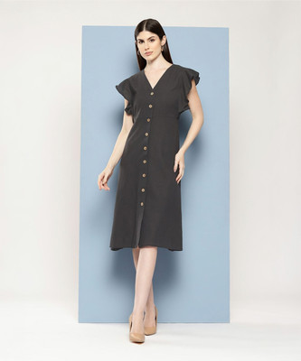 CHEMISTRY Women A-line Black Midi/Calf Length Dress