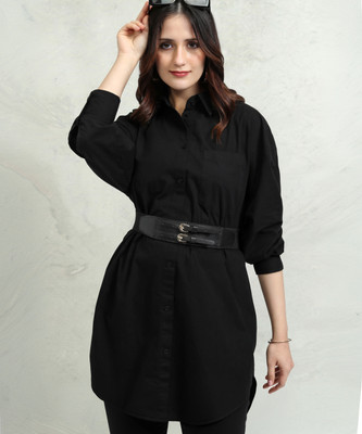 Tokyo Talkies Women Shirt Black Midi/Calf Length Dress
