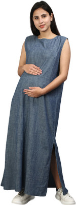 vyn Women A-line Dark Blue Maxi/Full Length Dress