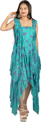 rayie collection Women Fit and Flare Green Below Knee Dress