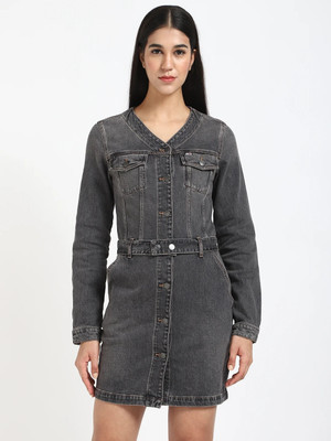 TOMMY HILFIGER Women Sheath Grey Above Knee/Mid Thigh Length Dress