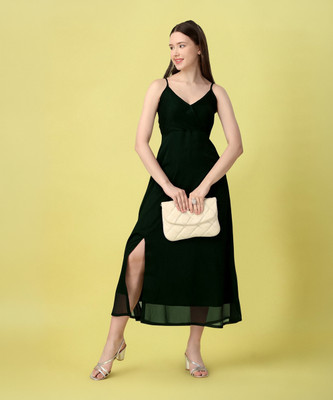 BAPS Women A-line Green Midi/Calf Length Dress