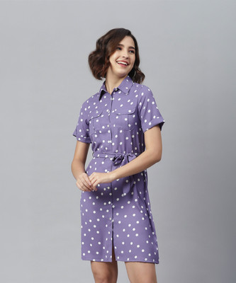 STYLESTONE Women Shirt Blue Knee Length Dress