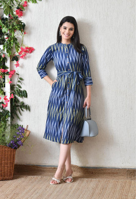 DECKEDUP Women A-line Multicolor Midi/Calf Length Dress