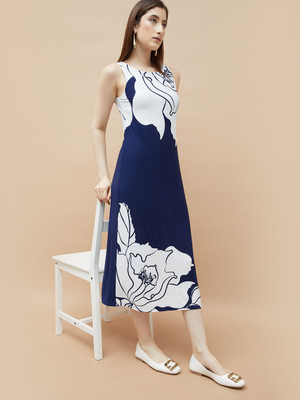 CODE by Lifestyle Women A-line Blue Midi/Calf Length Dress