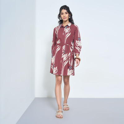 Akkriti by Pantaloons Women A-line Brown Knee Length Dress