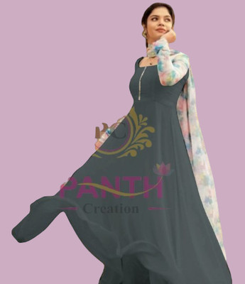 Panth Creation Women Fit and Flare Multicolor Maxi/Full Length Dress
