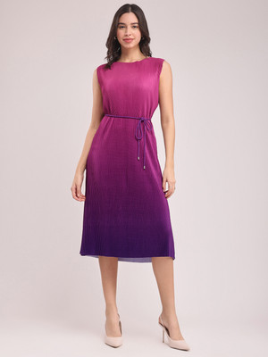 Fable Street Women A-line Pink Midi/Calf Length Dress