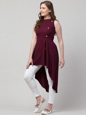 SAKSHI TRADER Women High Low Purple Maxi/Full Length Dress