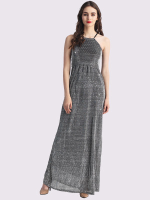 EastBay Women A-line Grey Maxi/Full Length Dress