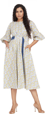 RRFastFashion Women A-line Multicolor Midi/Calf Length Dress