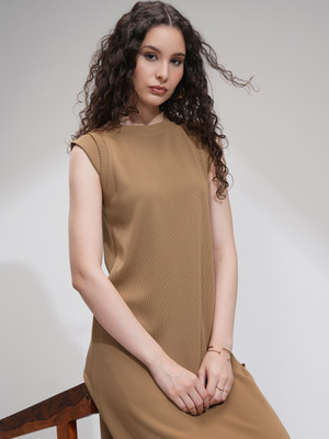 Tokyo Talkies Women Bodycon Beige Midi/Calf Length Dress