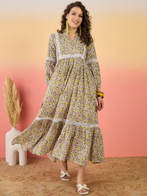 Sangria Women Tiered Multicolor Maxi/Full Length Dress