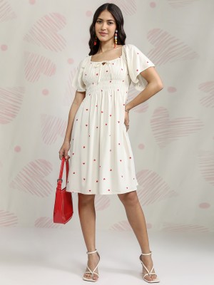 Tokyo Talkies Women Fit and Flare White Dress