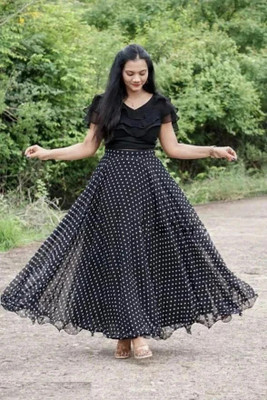 Archi Enterprise Women Maxi White, Black Full Length Dress