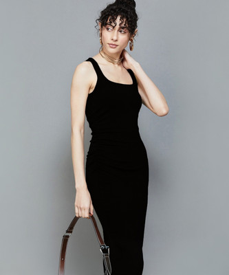 A S fashion Women Bodycon Black Midi/Calf Length Dress