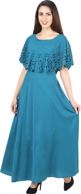 RC CLOTHING Women Gown Blue Maxi/Full Length Dress