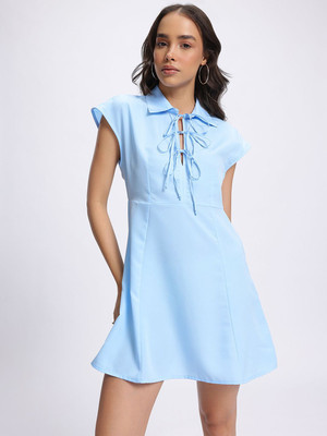 Glitchez Women A-line Blue Mini/Short Dress