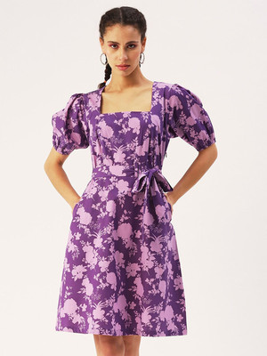 Dressberry Women A-line Purple Above Knee/Mid Thigh Length Dress