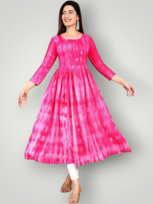 fashionstreet Women Gown Pink Midi/Calf Length Dress