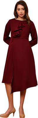 Ananta Ysela Women A-line Maroon Knee Length Dress
