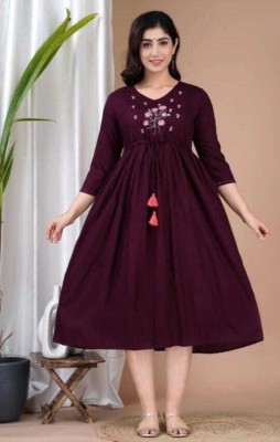 Nivi Women Ethnic Dress Maroon Dress