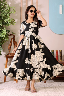 Nautiful Women Fit and Flare White Midi/Calf Length Dress