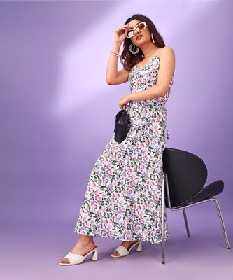 JADAFIYA Women Fit and Flare Purple Midi/Calf Length Dress
