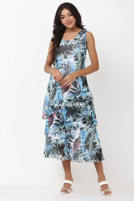 TSM Women A-line Multicolor Midi/Calf Length Dress