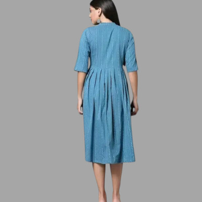Texpa Pl Women Printed Straight Kurta(Light Blue)