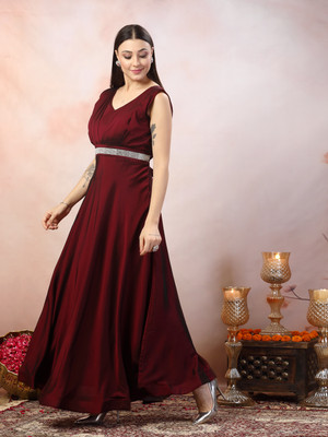 Stylum Women Ethnic Dress Purple Maxi/Full Length Dress