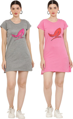 HouseOfCommon Women T Shirt Multicolor Above Knee/Mid Thigh Length Dress
