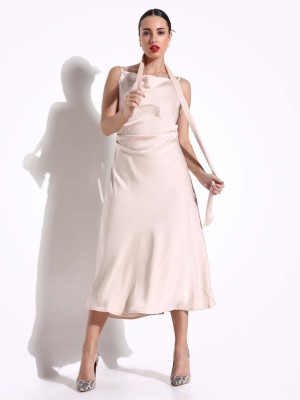 Showoff Women A-line Beige Dress