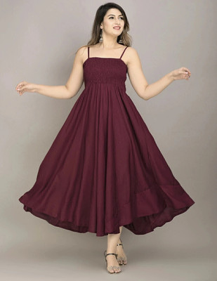 GTRT Women Fit and Flare Purple Maxi/Full Length Dress