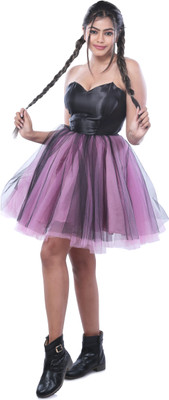 KIYOO Women A-line Black, Purple Mini/Short Dress