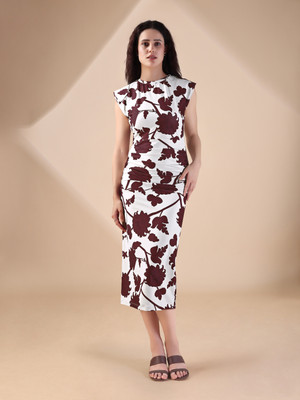 MILOST Women Bodycon Brown Midi/Calf Length Dress