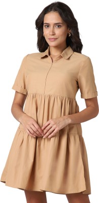 Pantaloons Women Shirt Beige Dress