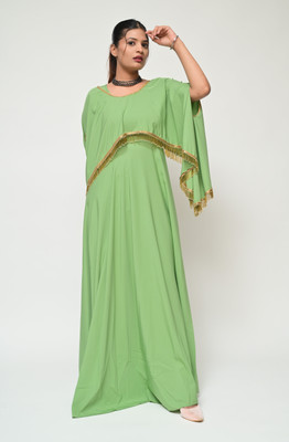 diyaz Women Fit and Flare Light Green Maxi/Full Length Dress
