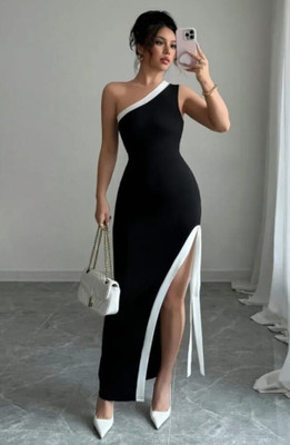 feuty Women Bodycon Black Maxi/Full Length Dress