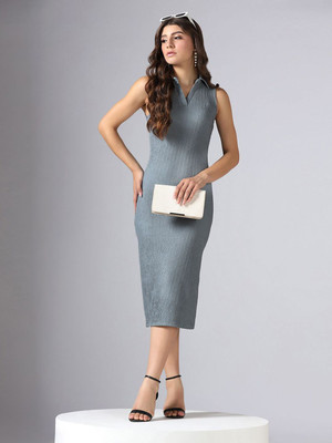 Dressberry Women Bodycon Grey Midi/Calf Length Dress
