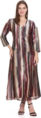 Elthia Women Fit and Flare Brown Knee Length Dress