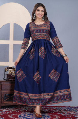 Daevish Women Fit and Flare Multicolor Ankle Length Dress