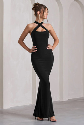 WANQUILA Women Bodycon Black Maxi/Full Length Dress