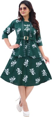 NR RIAZ DRESSES Women A-line Dark Green Dress