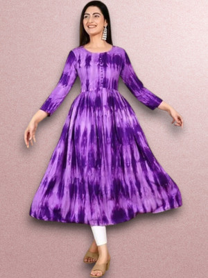 fashionstreet Women Gown Purple Below Knee Dress