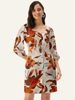 Dressberry Women Shirt Brown Knee Length Dress